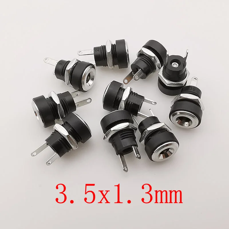 DC-022B 3,5x1,3mm conector de toma de corriente CC hembra 2 terminales 2 pines conector de montaje en Panel adaptador de enchufe 3,5x1,3