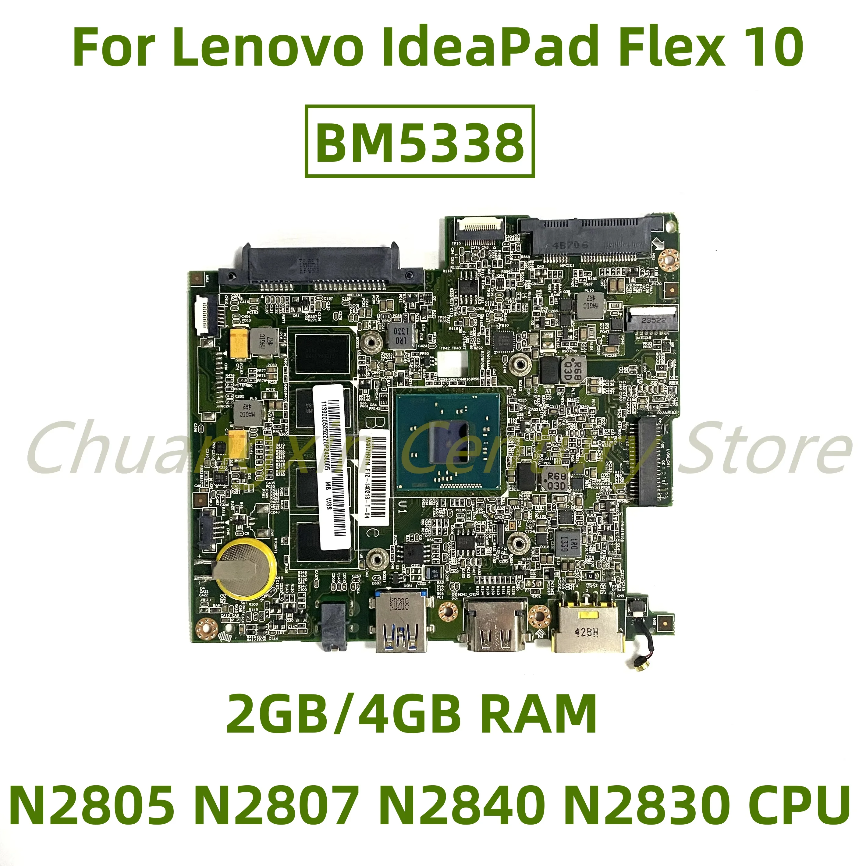 Adecuado para la placa base del ordenador portátil Lenovo IdeaPad Flex 10 BM5338 con N2805 N2807 N2840 N2830 CPU 2GB/4GB RAM 100% prueba ok envío