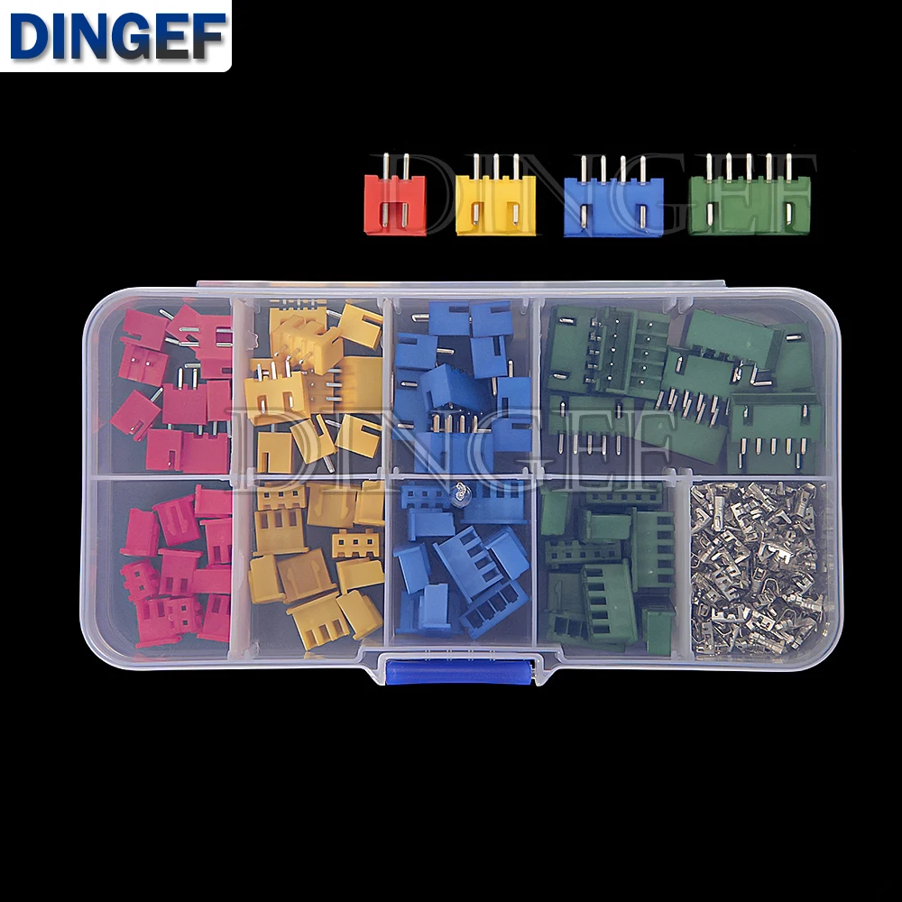 230 Uds 4 colores 2P 3P 4P 5P XH2.54 terminales de 2,54mm enchufe macho hembra XH 2,54mm kit de conector Pin recto