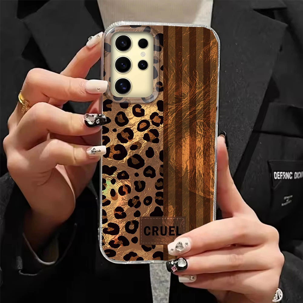  Funda de teléfono INS coreana con estampado de leopardo negro para mujer y niña, funda de tpu Ultra Shell para Samsung Galaxy S25 S24 S23 S22 S21 S20 FE Plus - imagen 5
