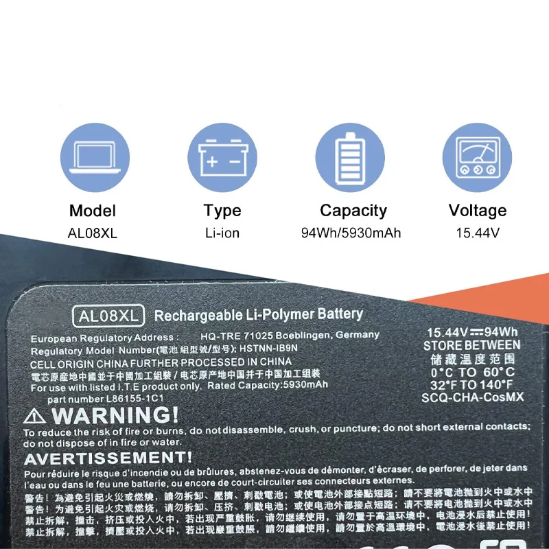 Batería para portátil AL08XL de 15,44 V, 94Wh, Compatible con HP ZBook Fury 15 G7 ZBook Fury 15 G8 ZBook Fury 17 G7 ZBook Fury 17 G8 Series - imagen 3