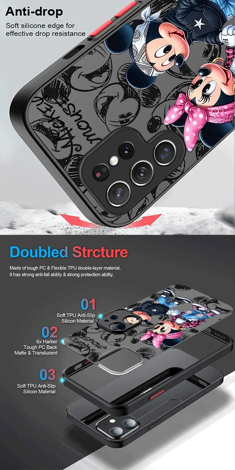 Funda mate de Minnie Mickey de Disney para Samsung Galaxy S25 S23 S24 Ultra S22 S21 Plus FE A56 A36 A26 A16 A06 A15 A25 A35 A55 5G - imagen 5