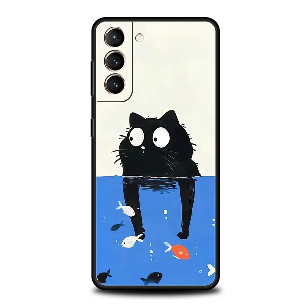 Funda de teléfono con diseño de gato para Samsung Galaxy S25 Edge S24 S23 S22 S20 Ultra S21 FE 5G S10 Plus, funda suave de TPU - imagen 2