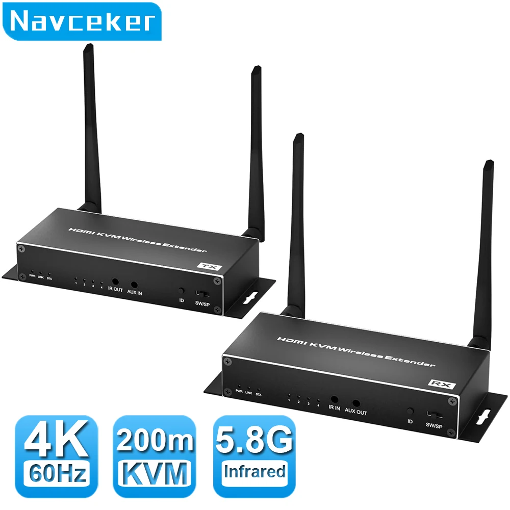 Navceker-transmisor y receptor de vídeo 4K, inalámbrico, HDMI, 5G, 1080P, 200M, HDMI, KVM, pantalla extensora para cámara NVR, ordenador portátil, PC, HDTV