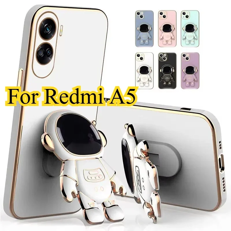 Funda con soporte espacial de astronauta chapado A5 para Xiaomi Redmi A5 4G Color caramelo soporte de silicona funda suave para RedmiA5 A 5 Bumoer Capa
