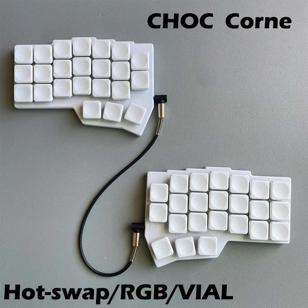 CHOC Corne Teclado mecánico dividido de perfil bajo con cable Hot-swap Kaih Chocalate V1/V2 interruptor con cable RGB VIAL programable - imagen 5