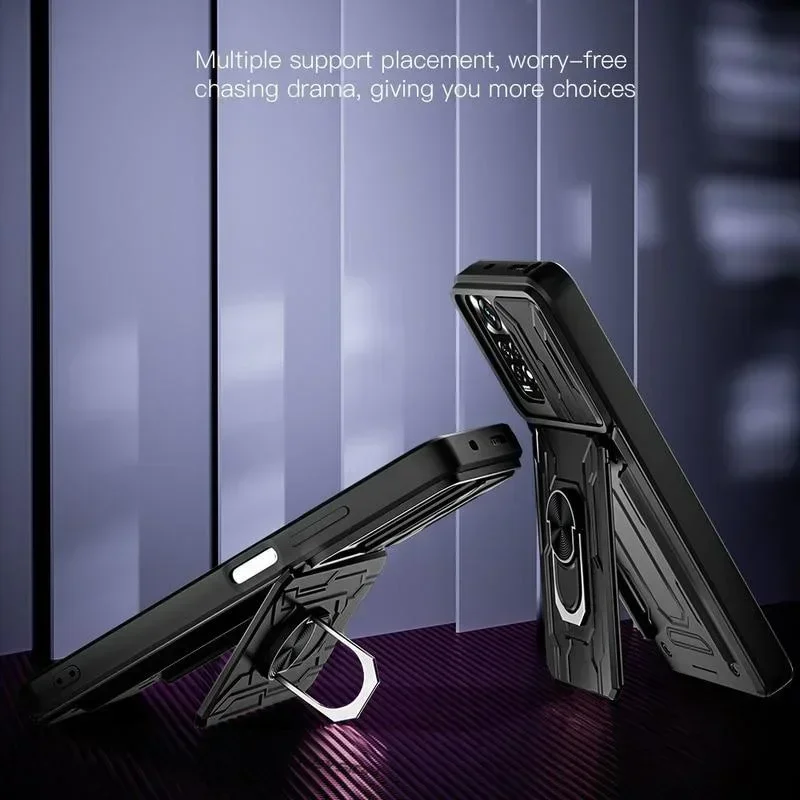 Funda de lujo a prueba de golpes para Xiaomi 14T 13T Pro Redmi Note 14 13 12 11 Pro Plus Poco X6 giratorio anillo de Metal soporte en ranura para tarjeta - imagen 5