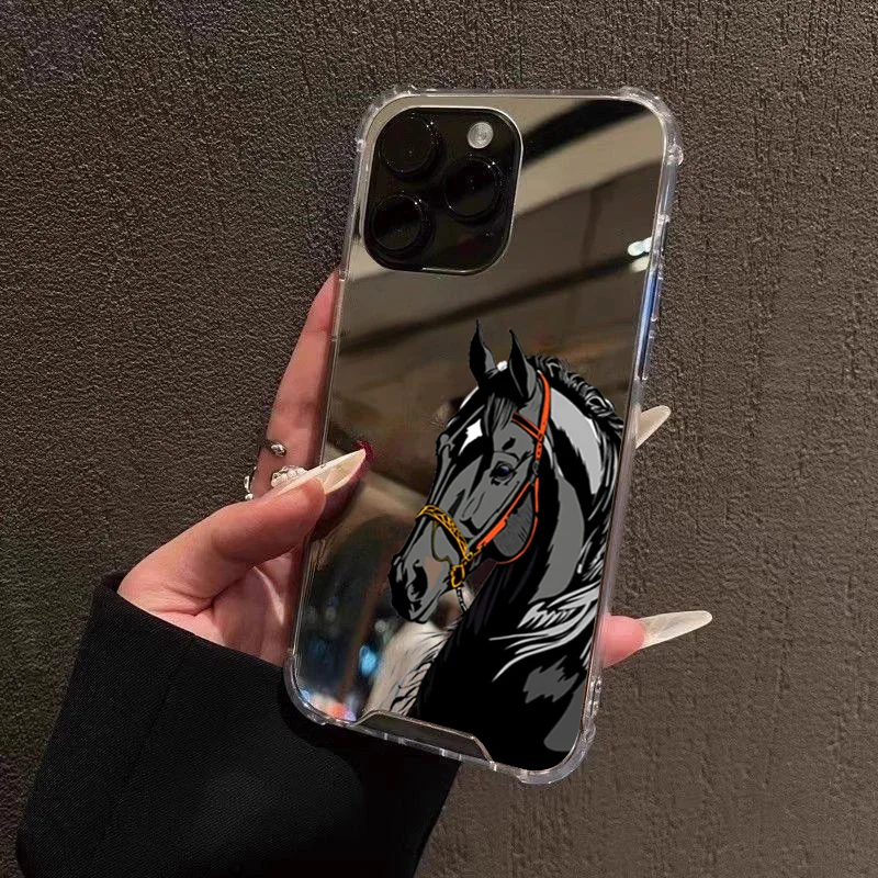 Funda de teléfono acrílica con diseño de caballo negro de lujo para iPhone 17 Pro Max 16 15 14 13 12 11 17Air XS X XR 7 8 Plus - imagen 5
