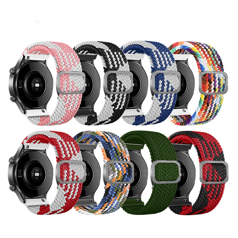 Correa de pulsera elástica de 20mm y 22mm para Realme Watch 3 2/2 Pro S/S Pro, correa de nailon trenzado para Huami Amazfit Bip/GTS/GTR - imagen 2