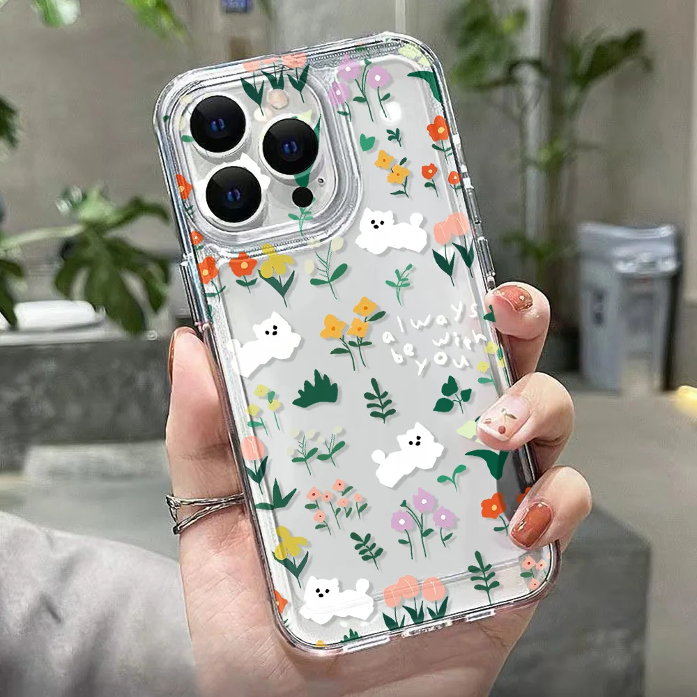 Funda de teléfono de flores para iPhone 11, 14, 15, 13 Pro Max, 12, XR, X, XS, 7, 8 Plus, SE 2020, 15Pro Max, 13 Pro Max, Fundas de silicona transparentes - imagen 3