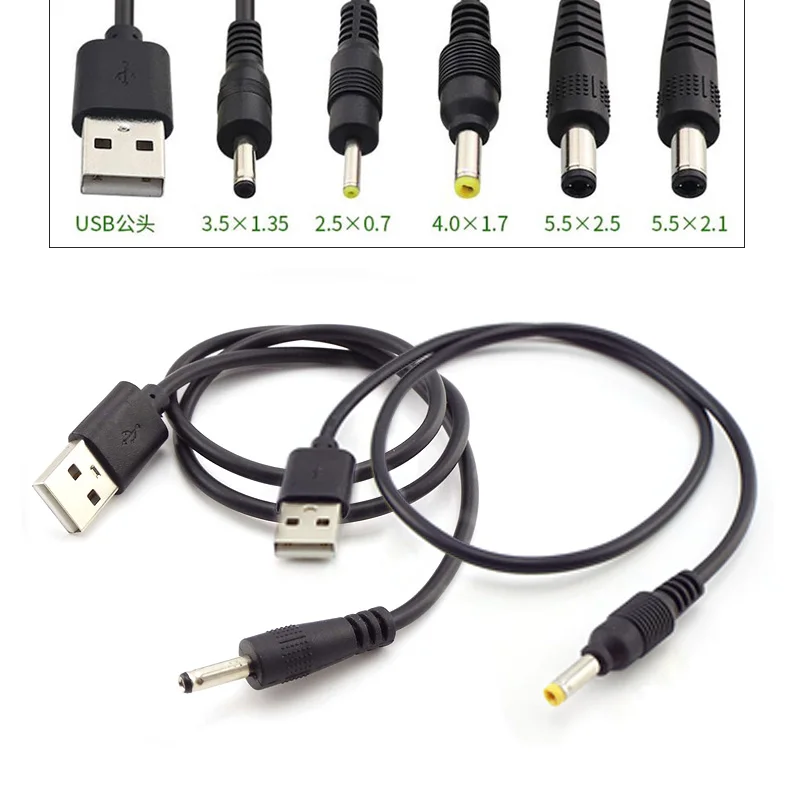1m USB tipo A conector Jack macho a DC 5,5x2,5mm 3,5mm 4,0mm x 1,7 5,5x2,1mm Cable de alimentación macho cables de extensión tipo A