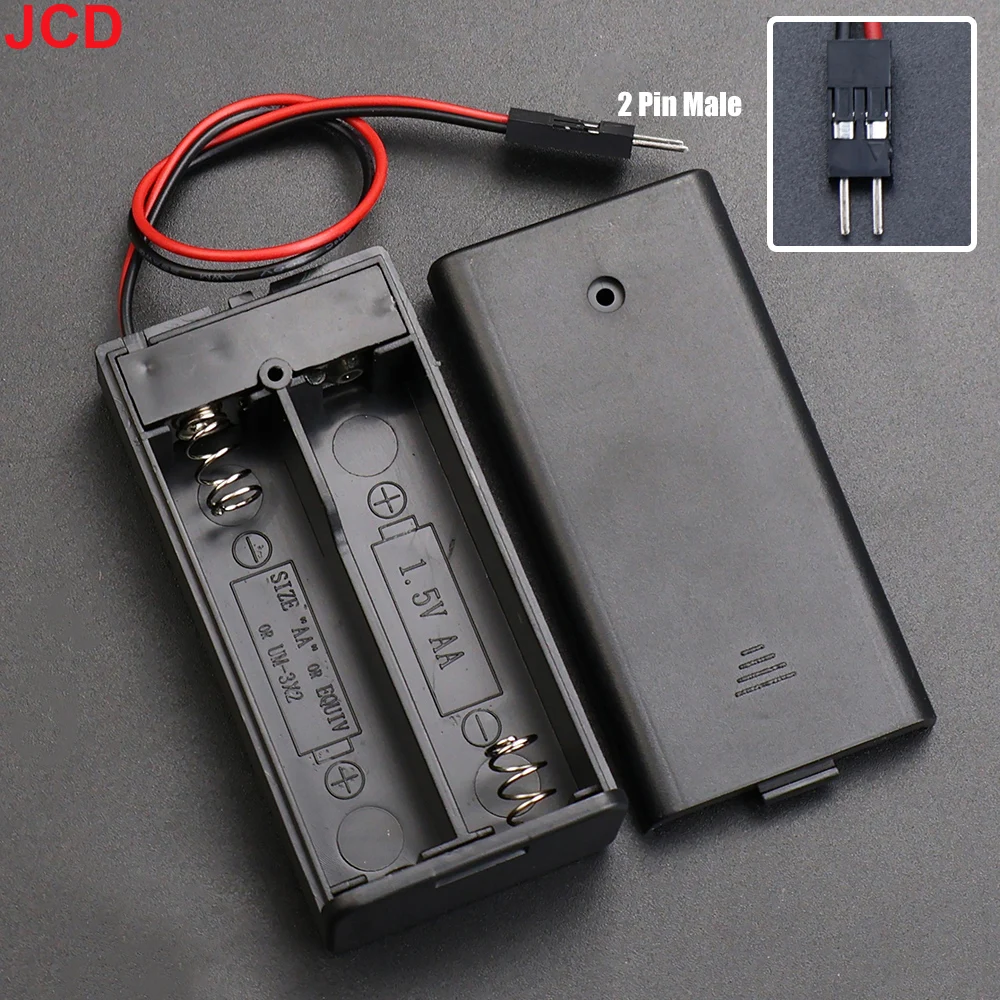 Caja de Baterías JCD AA con Conector PH2.0 XH2.54 SM USB DC 5.5x2.1mm, Cable de Terminal, Soporte para Baterías AA de 2 Ranuras con Interruptor - imagen 5