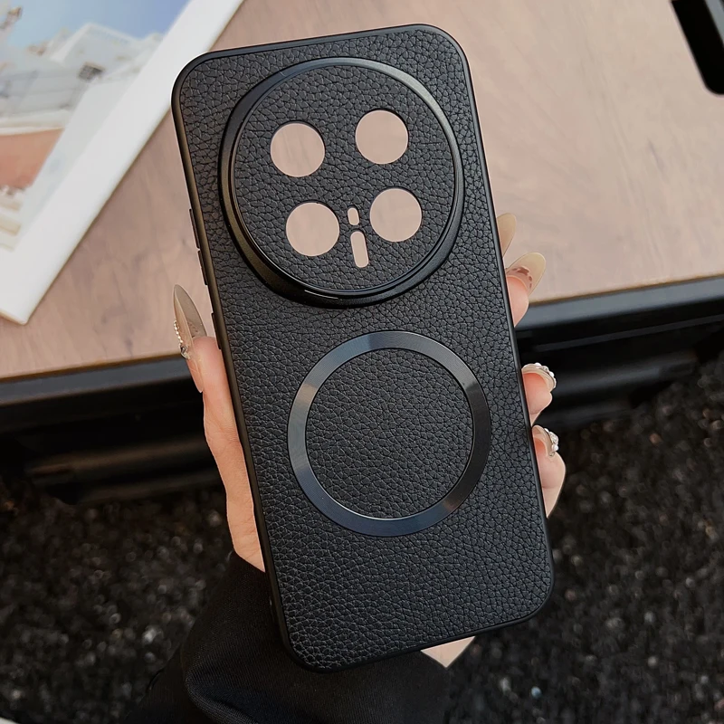 Para Honor Magic 8, 8 Pro funda magnética ELVEV Vintage Lichee patrón PU cuero duro PC cubierta de teléfono con succión - imagen 2