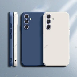 Funda de teléfono Original de lujo para Samsung Galaxy A55 5G, protección de lente de cámara de silicona líquida cuadrada suave, Funda trasera para parejas