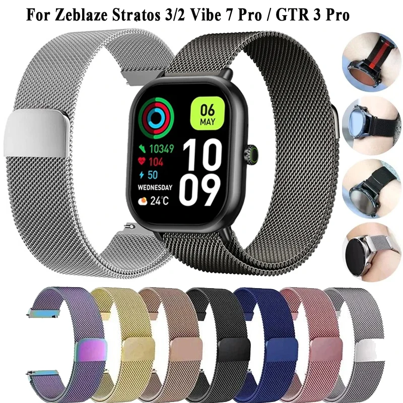 Bucle magnético de 22mm para Zeblaze Stratos 2 3, correa de pulsera para Zeblaze GTR 2 GTS 3 3 Pro Plus Vibe 7 7Pro Btalk Beyond 2 milanés