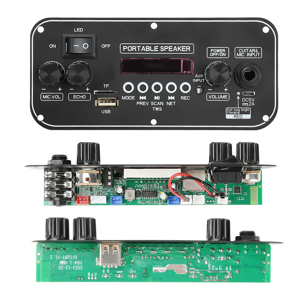 Placa de decodificadora DC 3,7-5V MP3 BT 2*10W con amplificador de potencia MP3/WMA/WAV/FLAC/APE con función de micrófono D152BT - imagen 2