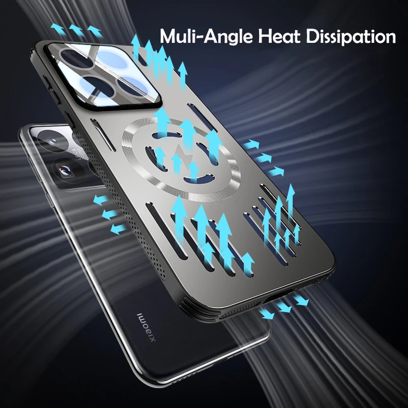 Funda de carga inalámbrica magnética de disipación de calor de Metal duro para Xiaomi 15 Ultra 14 13 Pro funda protectora trasera fresca - imagen 3