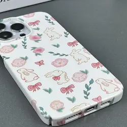Funda iPhone Rígida con Lazo y Flores de Conejo Brillante