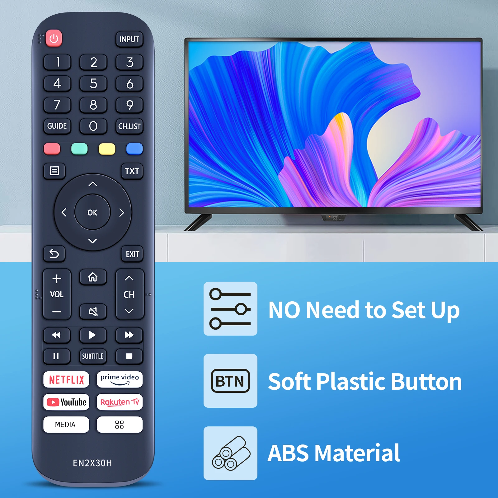 Mando a distancia para Hisense EN2X30H VIDAA TV, Control remoto 32A5600F, 32A5620F, 40A5600F, 40A5620F, A20251K, accesorios de TV inteligente para el hogar - imagen 3