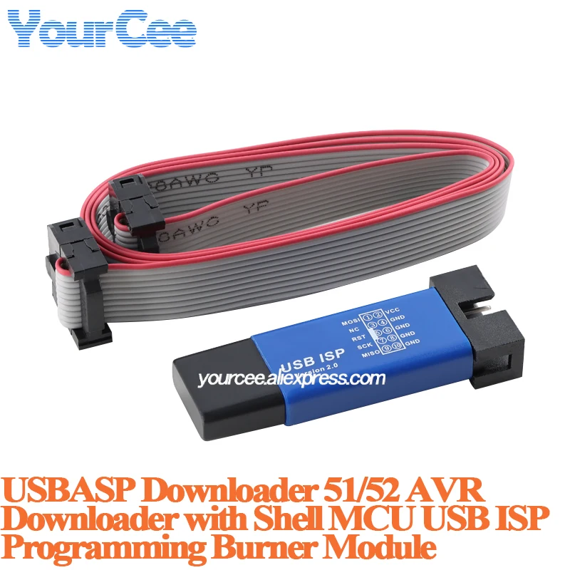 Programador USBASP USBISP AVR USB ISP USB ASP ATMEGA8 ATMEGA128 compatible con Win7 64 módulo de cable de 10 pines + placa adaptadora de 10 pines a 6 pines - imagen 5