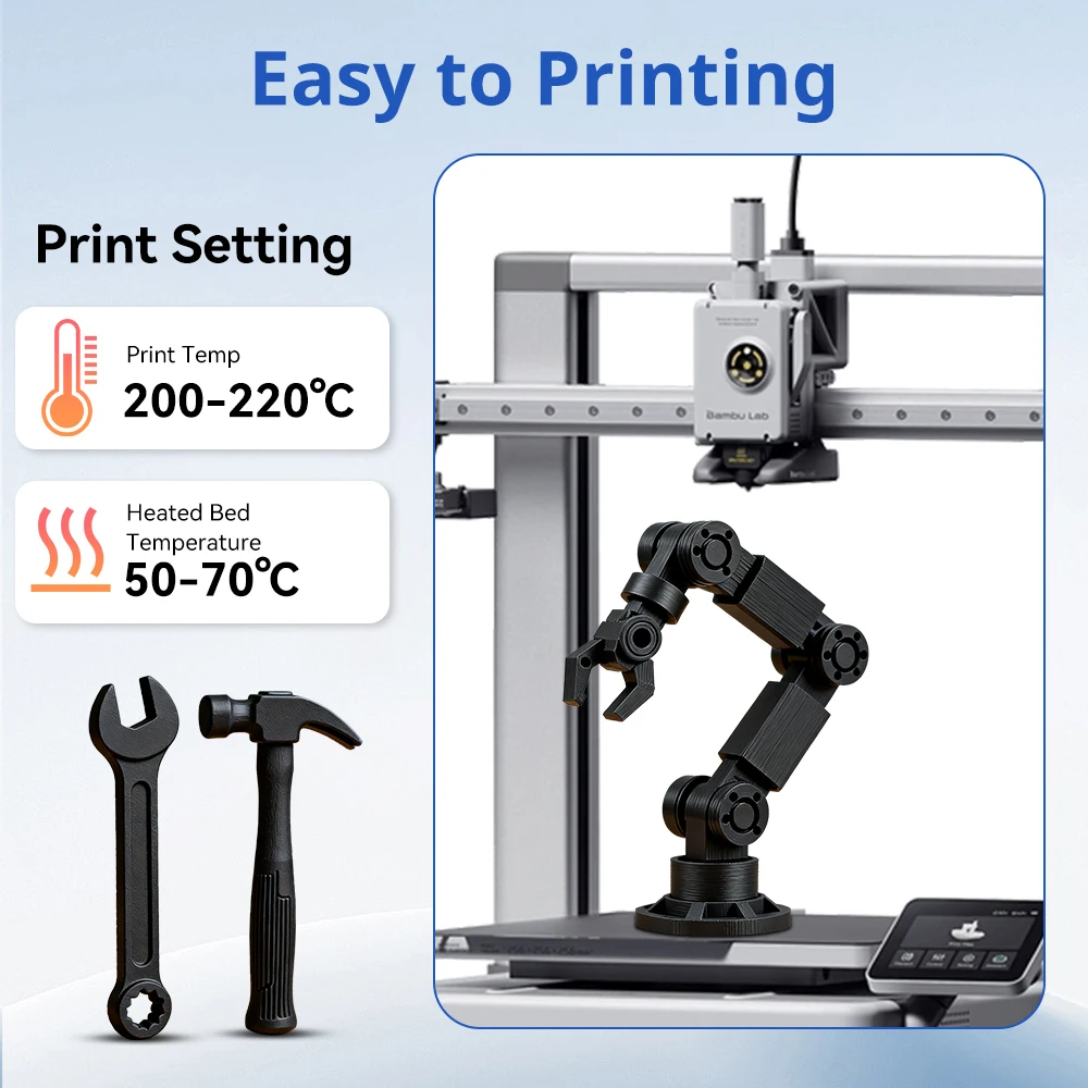 Filamento de fibra de carbono PLA de 300g, filamentos de impresora 3D de 1,75mm, no tóxico, buena resistencia al envejecimiento, materiales inodoros para impresoras 3D - imagen 2