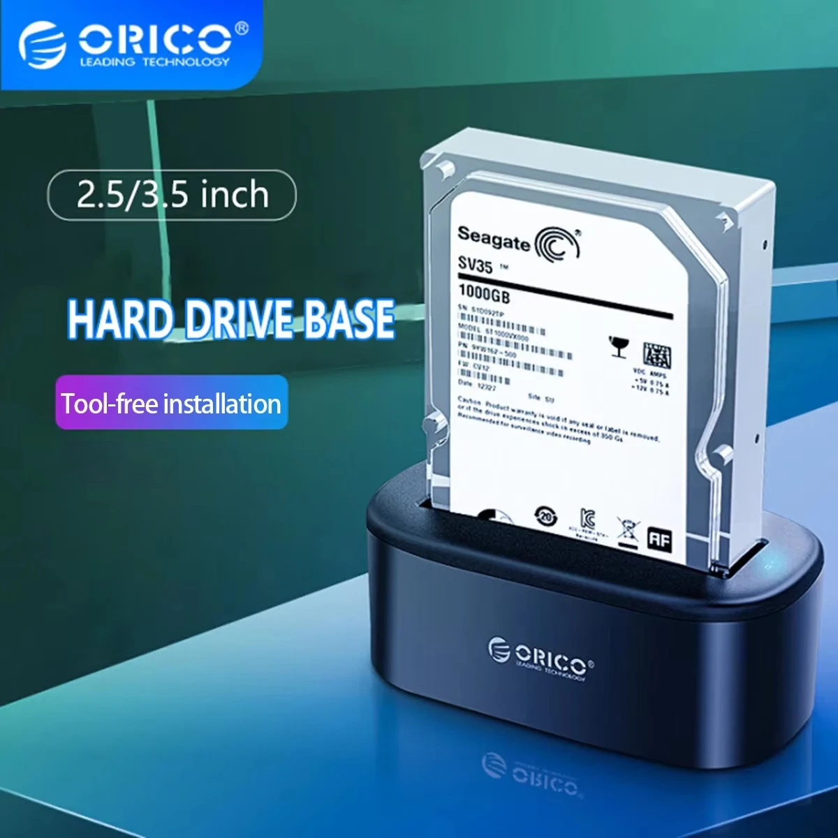 Estación de acoplamiento de disco duro ORICO, estación de acoplamiento USB 3,0 a SATA HDD para carcasa de disco duro SATA de 2,5/3,5 pulgadas y base de disco duro SSD - imagen 2
