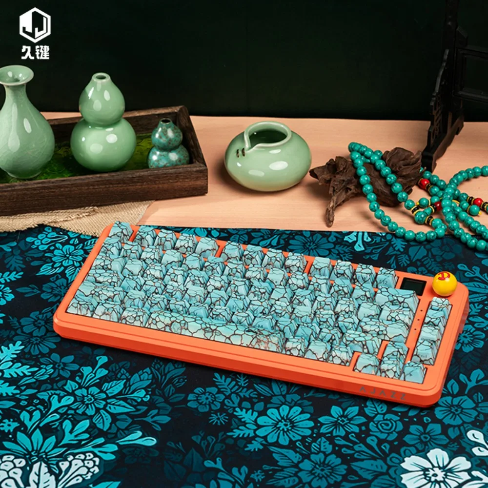 Juego de teclas de fissuras turquesas para Wooting, cerámica, 137 teclas, teclas de perfil de cereza artesanal, teclado mecánico, accesorio de juego - imagen 5