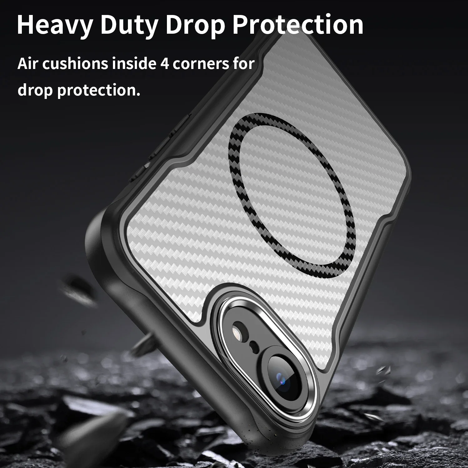 Funda de teléfono magnética con patrón de fibra de carbono para iPhone 11, 12, 13, 14, 15 16 Pro Max Plus 16E TPU + PC a prueba de golpes para funda trasera Magsafe - imagen 2