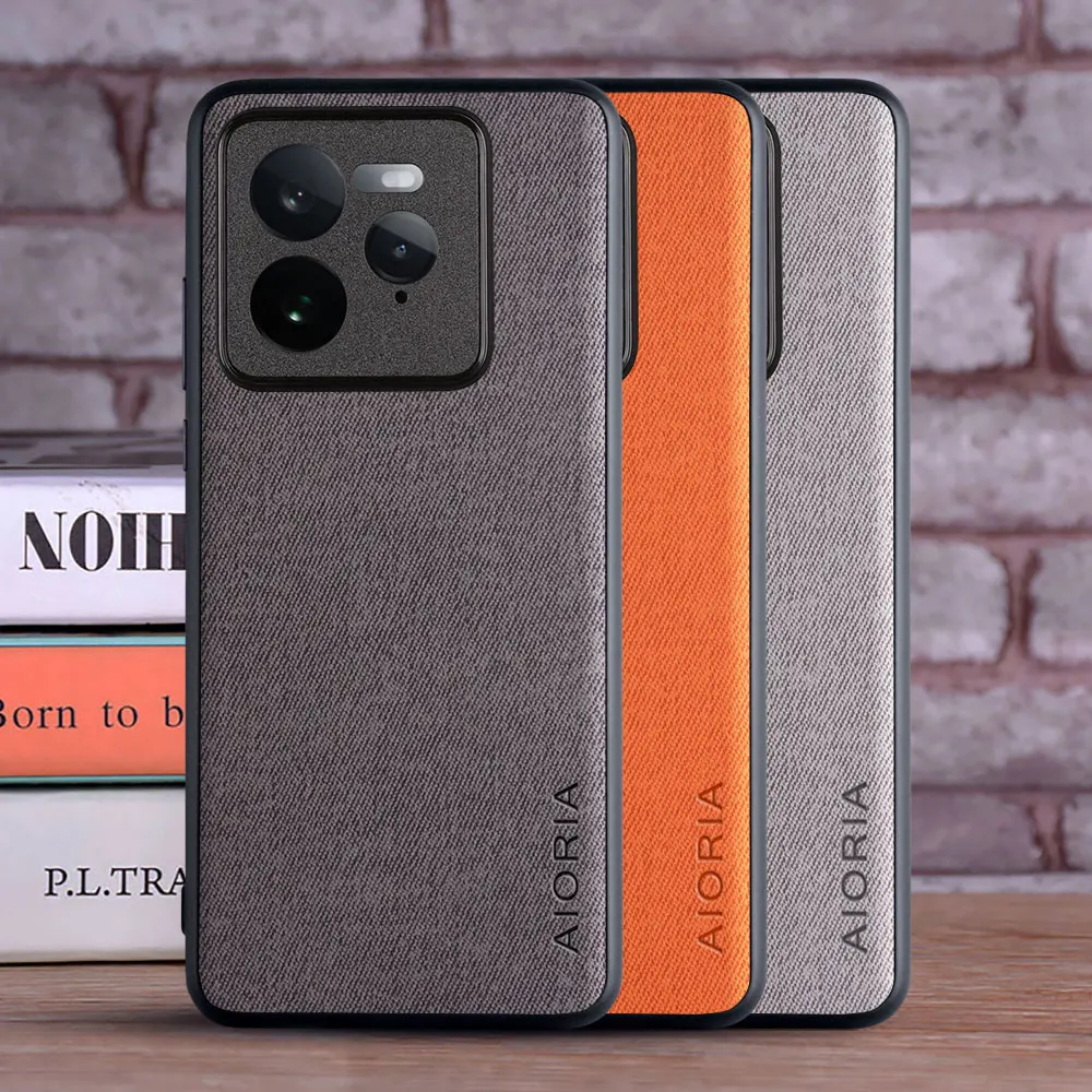 Funda de cuero textil para Realme GT 7 Pro, funda de teléfono de material duro para Realme GT 7 Pro