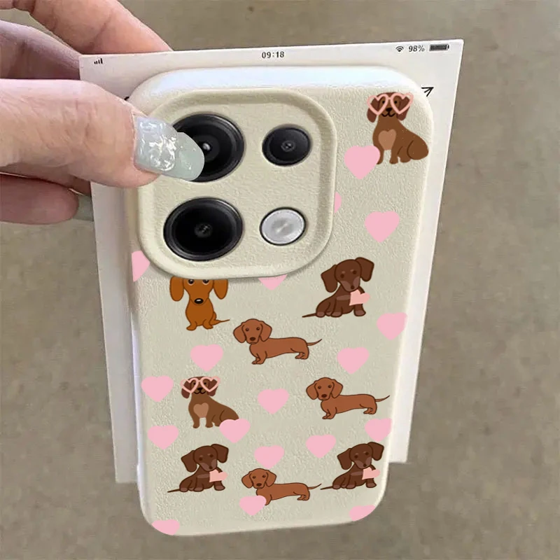 Funda de teléfono con diseño de oso salchicha para Xiaomi Redmi 15C 14C 13C 4G Redmi Note 14 13 12 11 Pro Plus 5G, funda suave de TPU a prueba de golpes - imagen 4