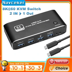 Conmutador KVM HDMI 2.1 4K 120Hz USB 3.0 para PC y consolas