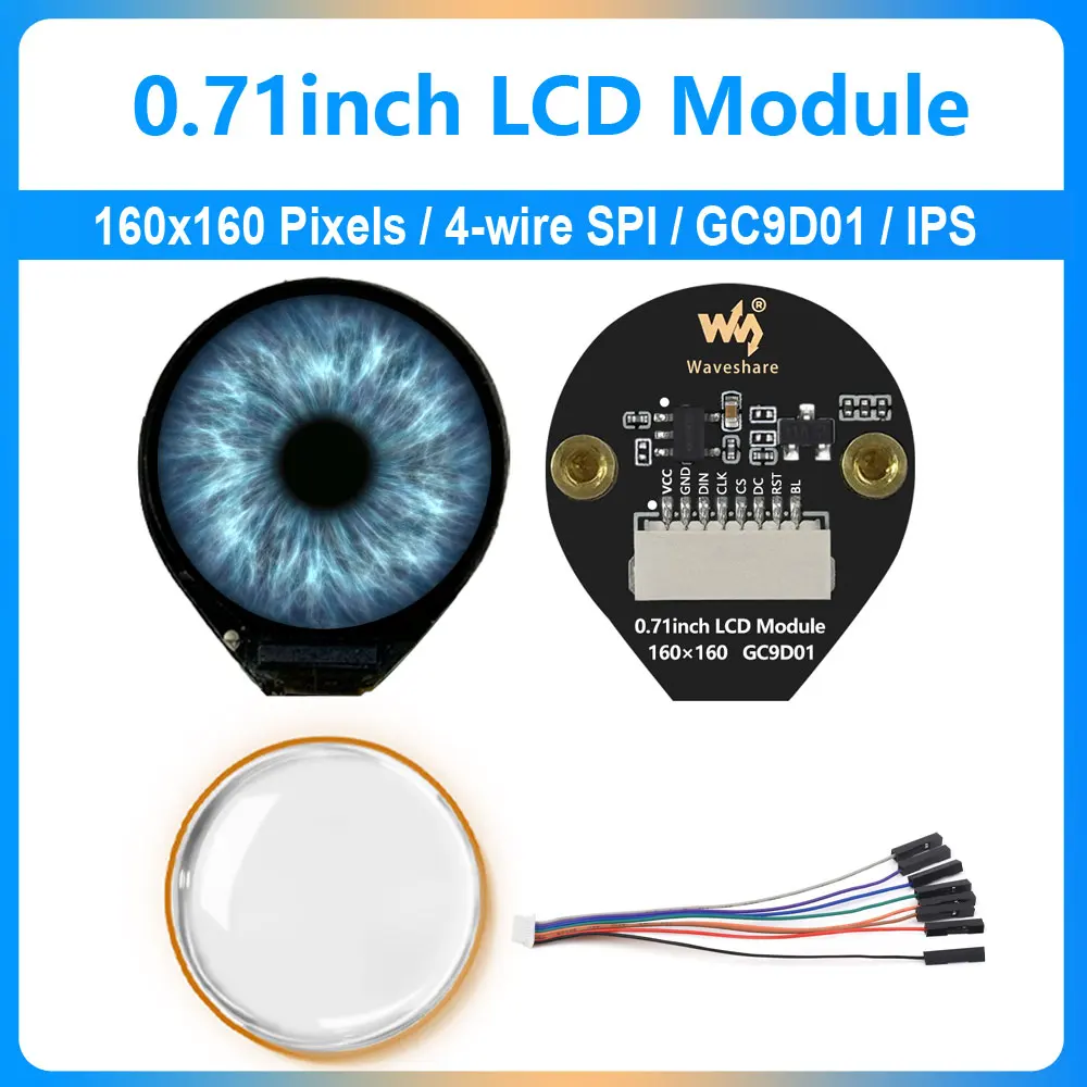 Pantalla LCD redonda de 0,71 pulgadas, 160x160 píxeles, ojo electrónico de 4 líneas SPI GC9D01 para Arduino Raspberry Pi ESP32 Pico STM32