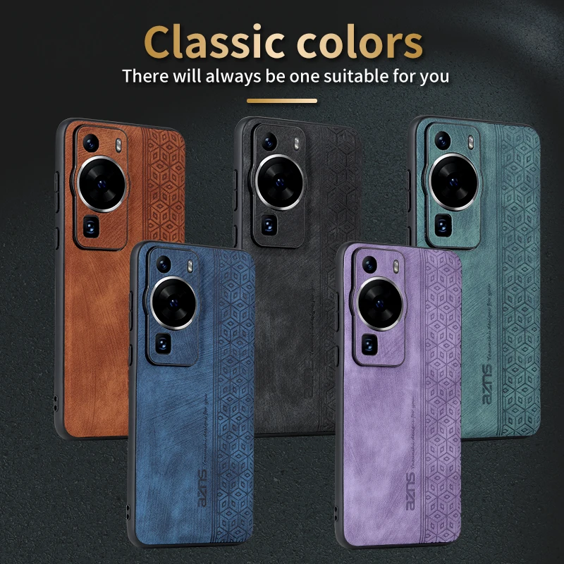 Funda de cuero PU de lujo para Huawei P60 Pro, carcasa protectora trasera para teléfono, arte P60Pro - imagen 3