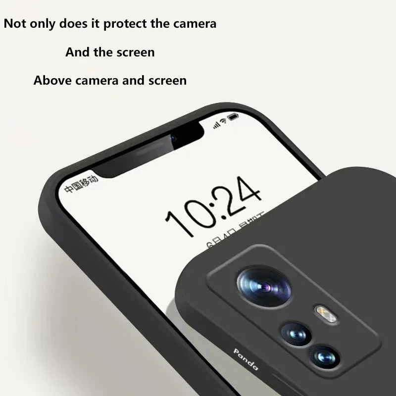 Funda de teléfono de silicona cuadrada con etiqueta de Panda para Xiaomi Mi 13, 12, 11 Lite, 5G, 14, 13T, 12T, 12X, Poco M6, X6, X5, X3, F5 Pro, C65 - imagen 3