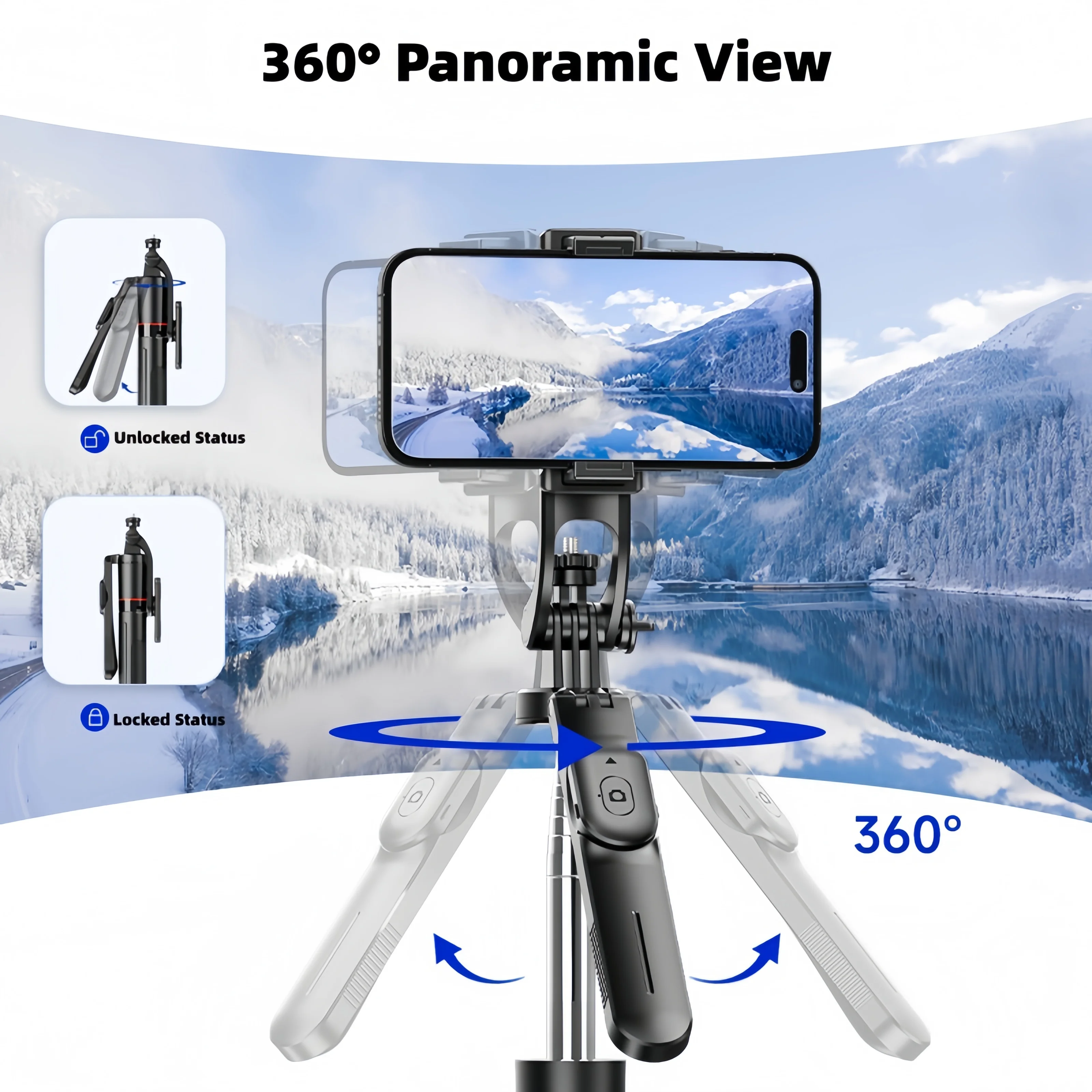 Palo selfie WIFIT F16 con trípode ajustable, 360 ° Disparo, soporte para teléfono desmontable, Bluetooth, telescópico de 1,7 m, Android/iOS - imagen 4