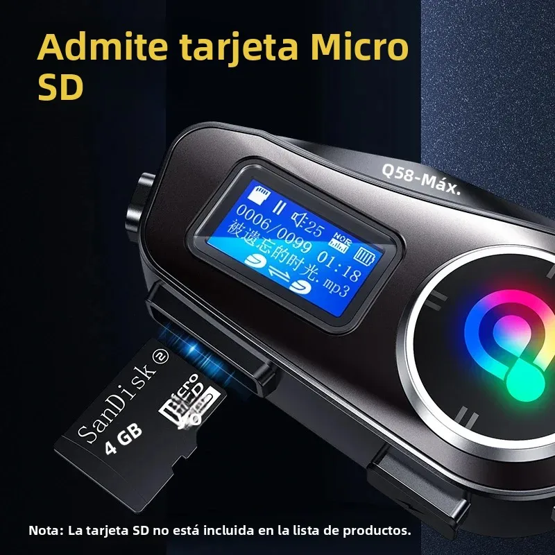 Intercomunicador para casco de motocicleta, Bluetooth 5,3, pantalla LCD, auriculares para 2 conductores con compartir música y linterna, interfono de 500M - imagen 3