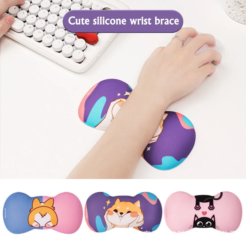 Alfombrilla de ratón para la muñeca, almohadilla de silicona para la muñeca, bonita, para la Oficina