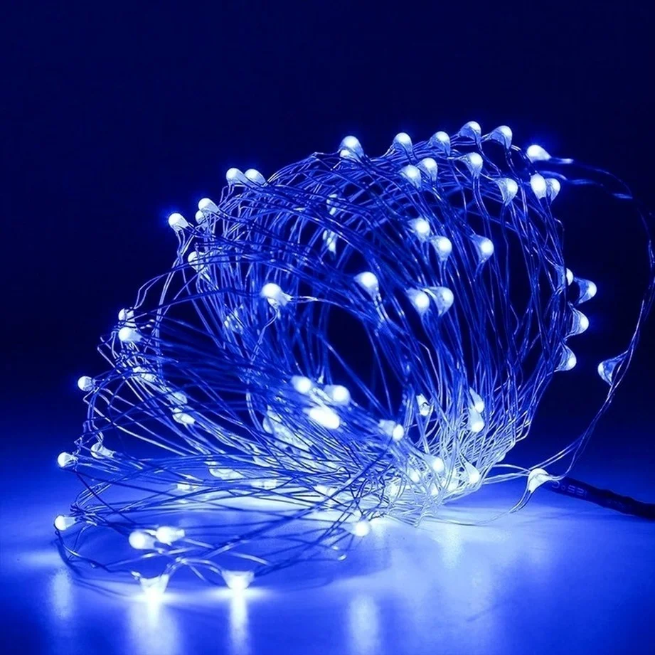 Guirnalda de luces LED de alambre de cobre, 6 piezas, 1M, 2M, 3M, 5M, guirnalda de hadas para árbol de Navidad, decoración de fiesta de boda - imagen 5