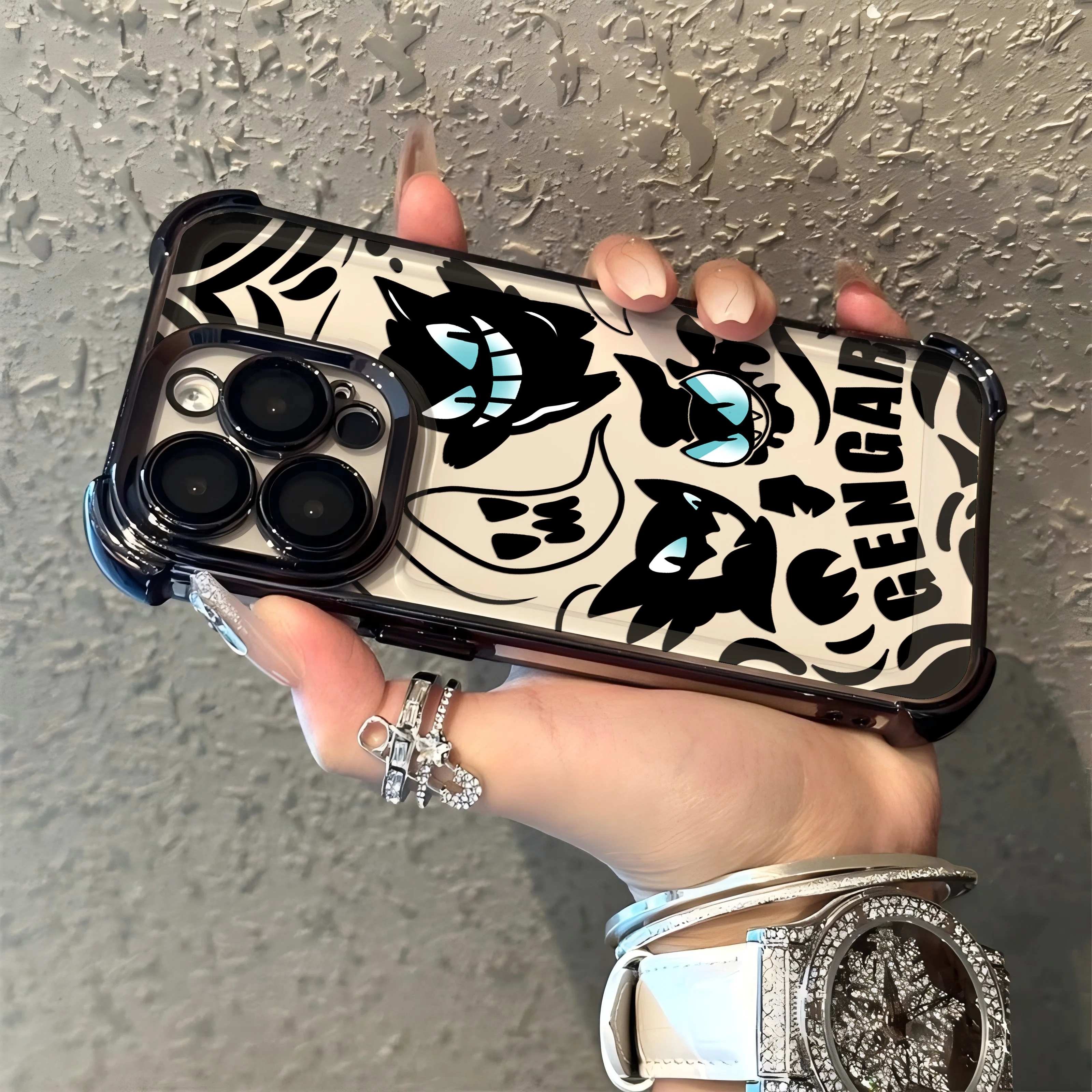 Anime Charmanders Gengars funda chapada en caliente para IPhone 16 15 14 13 12 11 Pro Max X XR XSMax 7 8 Plus cubierta anticaída a prueba de golpes - imagen 4