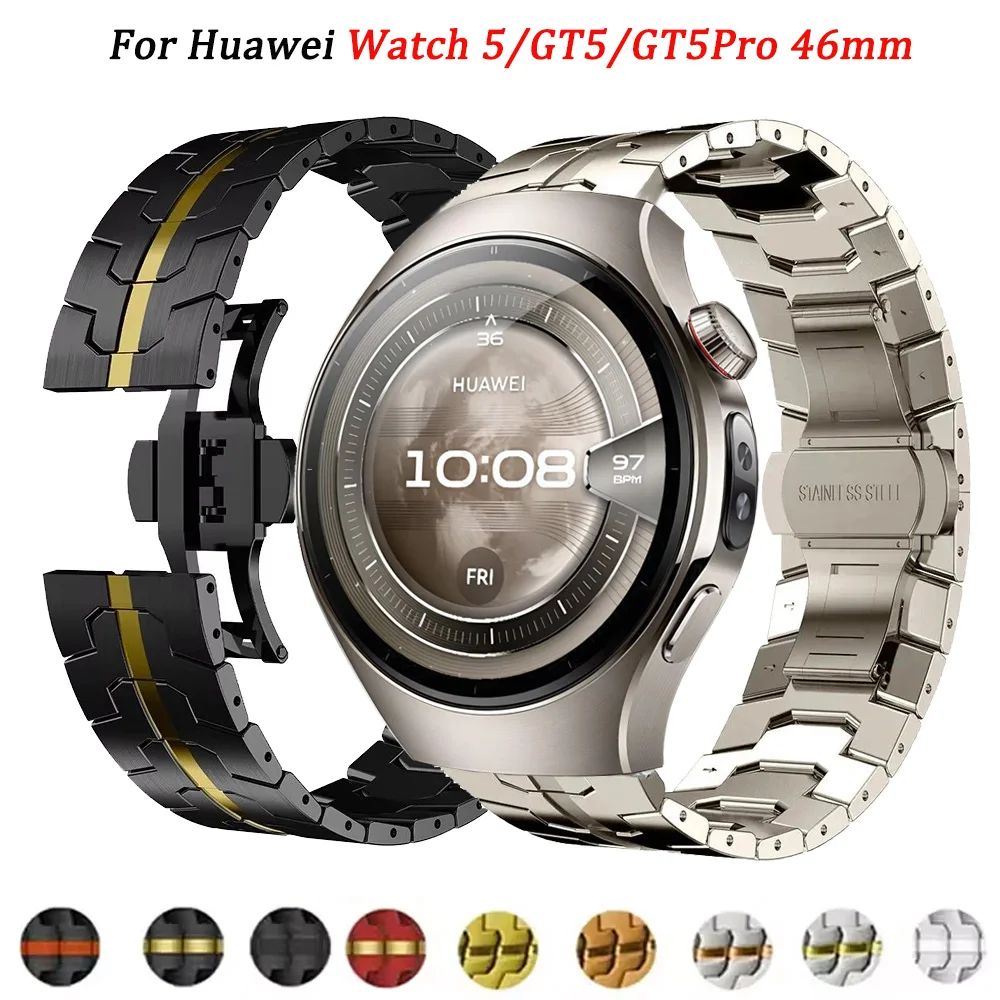 Correa de 22mm para Huawei Watch 5/GT5 Pro 4 3 2 46mm pulsera de negocios para Honor Watch GS 4/GS 3/GS 3i/GS Pro banda de acero inoxidable