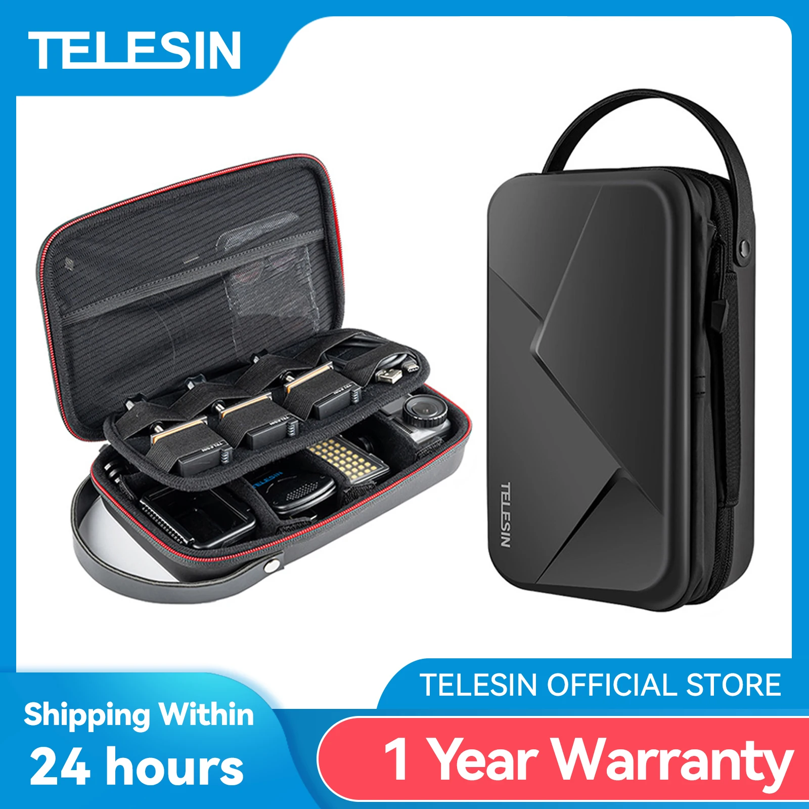TELESIN Bolsa Ajustable Impermeable PU para GoPro Hero 13-6 y Insta360
