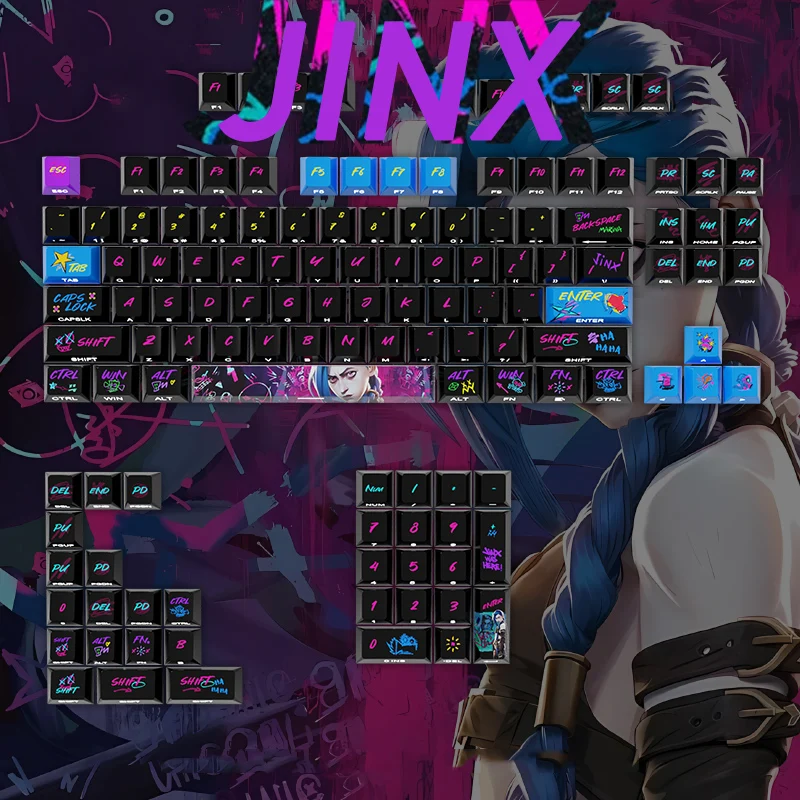 Teclas de teclado Jinx, 125 teclas, teclas personalizadas para juegos por sublimación Cherry Pbt - imagen 5