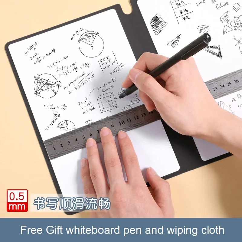 Juego de cuaderno de pizarra reutilizable, con bolígrafo de pizarra, tela de borrado, Bloc de notas de cuero, planificador semanal, portátil y elegante, 1 Uds. - imagen 3