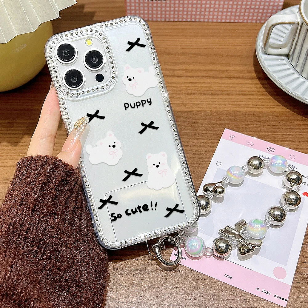 Funda de teléfono de diamante de lujo para iPhone 17 Pro Max 16 15 14 11 13 12 Air 17promax Funda transparente a prueba de golpes con cordón