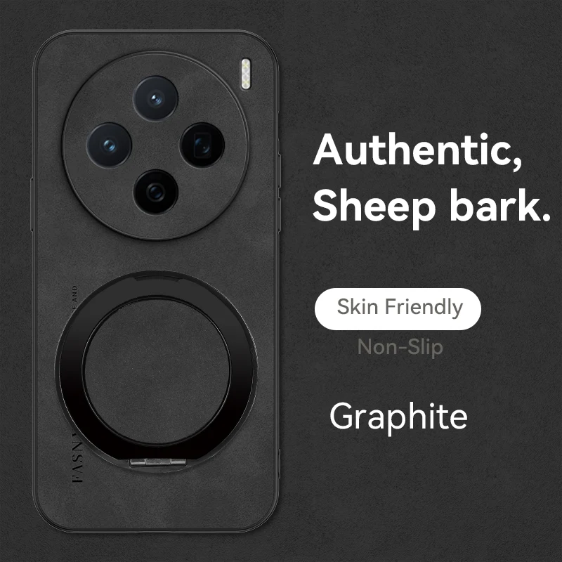 360 °   Funda con soporte giratorio de grado para Vivo X300 Pro, funda trasera de piel de oveja - imagen 3