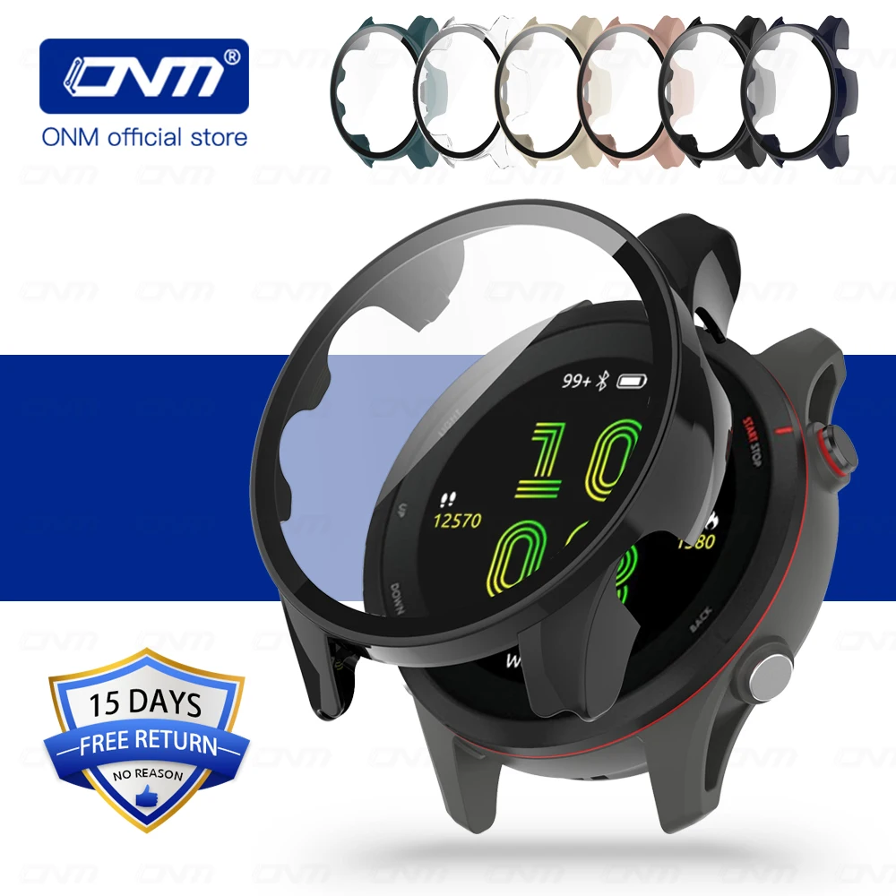 Funda protectora de pantalla para Garmin Forerunner 255/255S, carcasa protectora dura de PC con cubierta de vidrio templado, accesorios