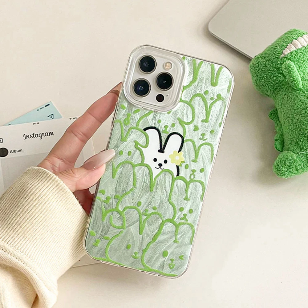 Fundas de teléfono de conejo de líneas múltiples, color verde, para Honor 400 200 Magic 7 Lite 200 Pro X9a X9c X8b X8a, funda de silicona para parejas - imagen 4