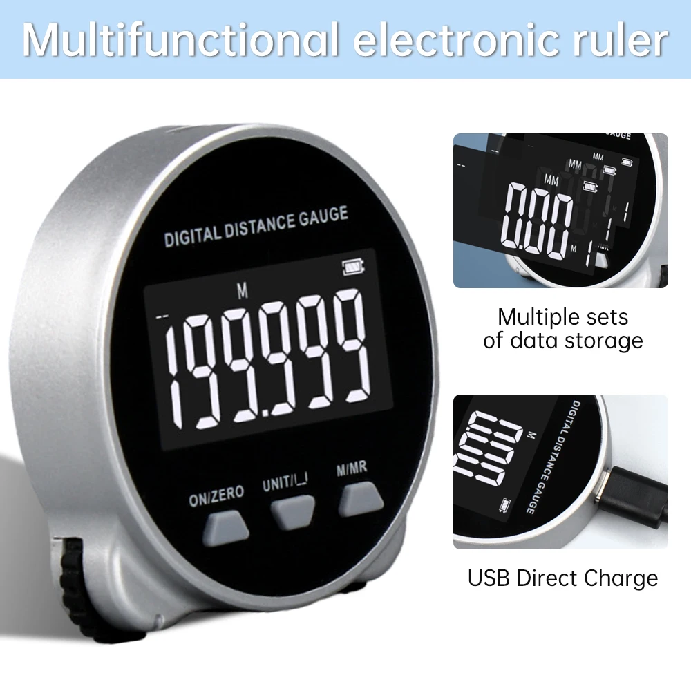 Regla eléctrica medidor de distancia cinta HD pantalla LCD regla herramientas cinta métrica curva objeto Irregular - imagen 2