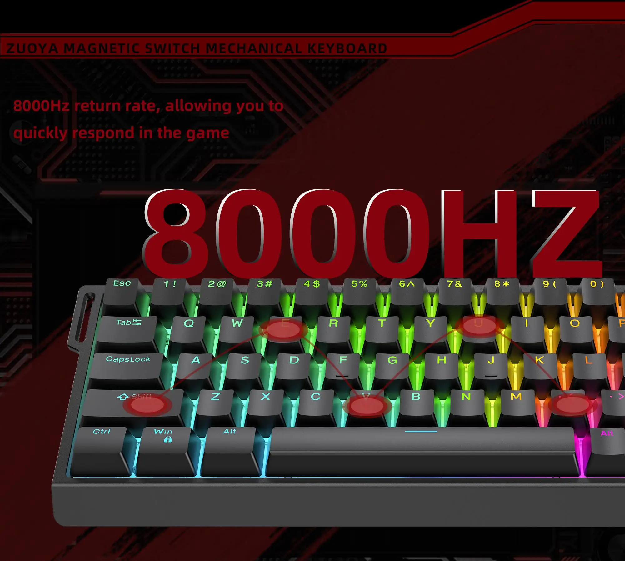 ZUOYA HE30/65 Teclado mecánico de eje magnético con cable 8k disparador rápido retroiluminación RGB teclado personalizado para juegos de deportes electrónicos - imagen 4
