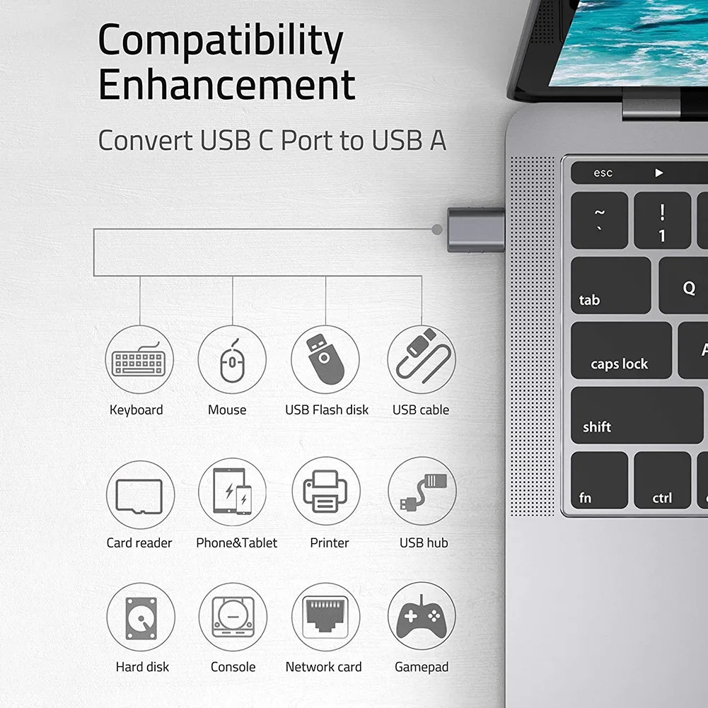 Paquete de 2 adaptadores USB C a USB, adaptador Syntech USB-C macho a USB 3,0 hembra Compatible con MacBook Pro después de 2016 - imagen 5